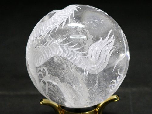 天然水晶龍彫刻丸玉(29)φ45